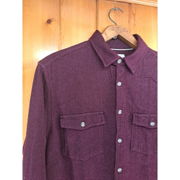 Goodfellow Shirt Mens Medium Maroon Red Textured Fabric Heavy Knit Button Up - Picture 13 of 13